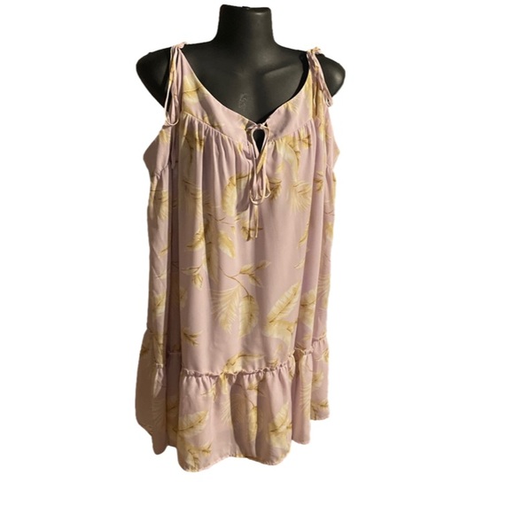 3X Forever 21 purple cream white & tan graphic print sleeveless lined mini dress - Picture 4 of 15